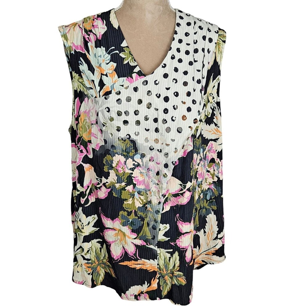 Soft Surroundings Top Multicolor Floral Womens Large Layered Hawaiian Flowy‎